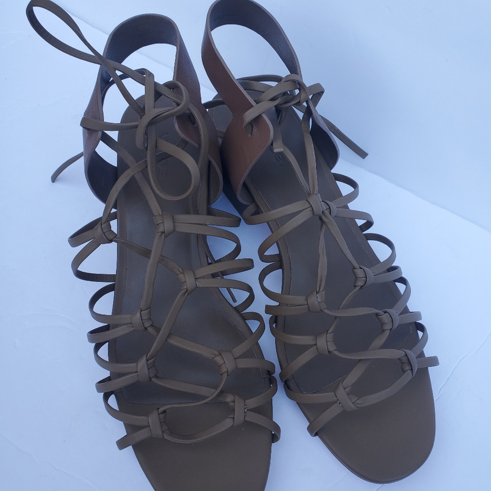 Vince Woman's Beaumont Knotted Leather Gladiator Strappy Sandals Brown Sz 10M - Picture 2 of 14